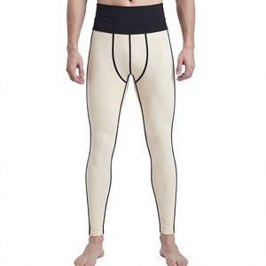 Legging de compression pour homme à rayures noires, design personnalisé, coupe ajustée, look contemporain, collant extensible très apprécié, service OEM - Product Image 1