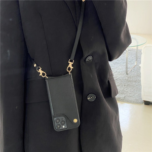 Funda de cuero con correa de cadena cruzada para mujer, billetera con soporte para ranura para tarjeta, espejo de maquillaje, para <span class=keywords><strong>iPhone</strong></span> 13, 12, 11 Pro Max - Product Image 6