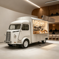 Camionnette alimentaire électrique Citroën rétro personnalisée avec vitrine pour machine à expresso professionnelle pour la restauration en salle de concert
