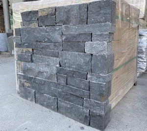 Exterieur Natuur Zwart Kalksteen Muur Hardsteen Losse Stenen Muur Fineer - Product Image 1