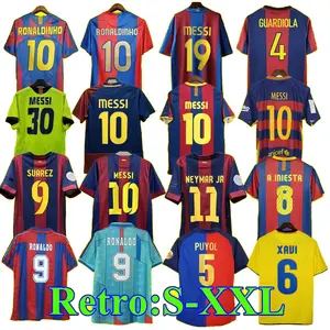 Barcelonaes maglie da calcio retrò MESSI XAVI RONALDINHO RIVALDO GUARDIOLA PUYOL Iniesta finali Maillot De Foot