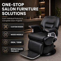 Fauteuil de barbier JOXIN avec dossier inclinable de 93 à 135 degrés, fauteuil de salon hydraulique pour le toilettage et les coupes de cheveux haut de gamme pour hommes