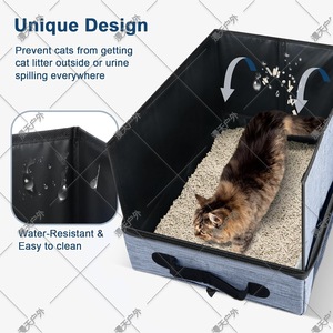 Foldable <b>Cat</b> Litter <b>Box</b> Rectangle Grey Easy Clean Portable <b>Cat</b> Toilet - Product Image 2