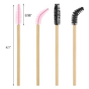 50 brosses à mascara jetables avec manche en bambou, poils en nylon, applicateur de cils, brosse à sourcils, emballage en sachet OPP - Product Image 5