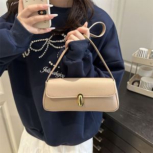 Fashion Lock Underarm Handbag Personalized and Versatile Shoulder <b>Bag</b> Solid Color Waterproof with PU Lining - Product Image 4