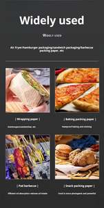 Papel para Envolver Hamburguesas de Grado Alimenticio con Logotipo Personalizado Directamente de Fábrica, Papel para Hornear Antigrasa y Papel para Hamburguesas al por Mayor - Product Image 5