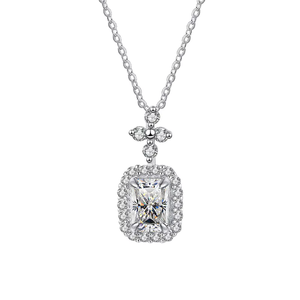 Bộ trang sức cao cấp bạc S925 đính đá Moissanite 1CT cắt Radiant, màu D, độ tinh khiết VVS1 dành cho nữ - Product Image 2