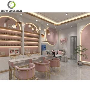 Meuble de présentation mural moderne 2026, ensemble de table et de chaise de salon de manucure élégant avec <span class=keywords><strong>aspirateur</strong></span>, table de manucure double - Product Image 1