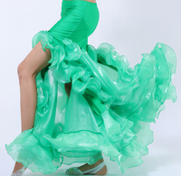 Jupe de danse orientale sirène pour femme en organza à grandes volants et fente haute, idéale pour la danse du ventre, les costumes d'Halloween et l'entraînement de danse orientale