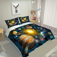 Literie pour adulte imprimée en 3D Planet Space King Ensemble de housse de couette imprimée 3 pièces Ensemble de couette en microfibre
