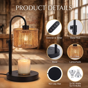 Lampe chauffe-bougie sans flamme personnalisable en corde de chanvre avec pompon, style vente en gros, intensité réglable, avec logo personnalisé pour commandes en gros de décoration intérieure - Product Image 5