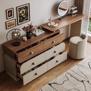 Moderna e Resistente Toeletta in Legno Massello con Luce LED Rimovibile, Cassetti Portaoggetti e Specchio, Ecologica per Camera da Letto e Appartamento - Product Image 3