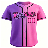 Échantillon Gratuit – Nouvelle Veste de Baseball à Boutons, Séchage Rapide, Couleurs Contrastées Dégradées, en Polyester Sublimé, Style Maillot de Baseball