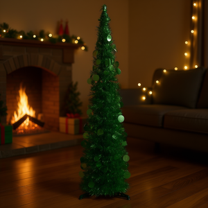 Árbol de Navidad Artificial Verde Desplegable de 4 Pies, Material Seguro para Mascotas, Decoración Interior, Base Incluida, Fácil Instalación, Adornos Incluidos - Product Image 2