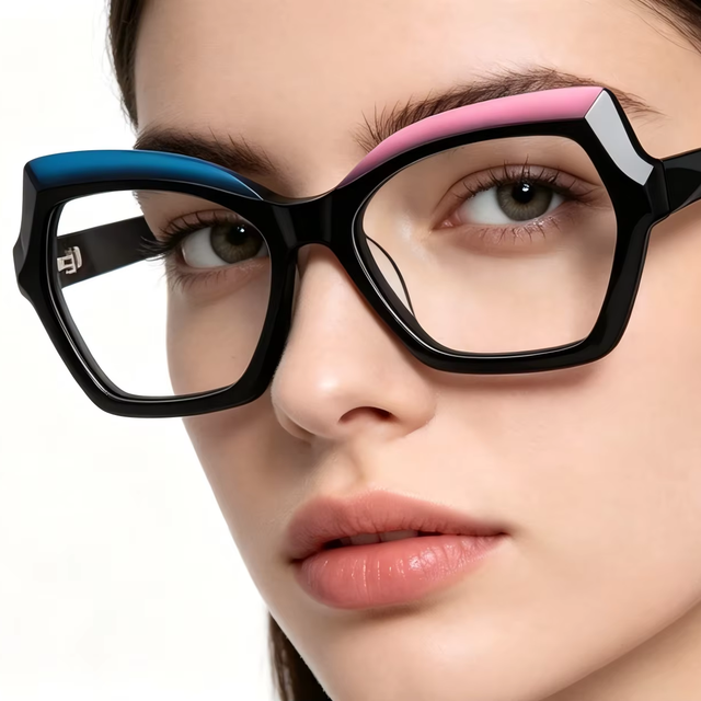 UAN UAI 2026 New Oversized, Irregular-Shaped WomenOptical Frames: High-Quality Laminated Acetate,Slim-Rimmed, Trendy & Colorful
