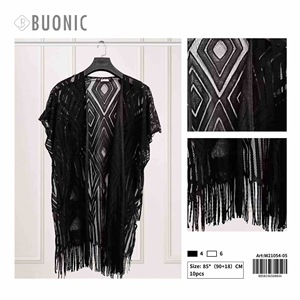 Buonic Copricostume Estivo da Donna, Tunica Casual da Spiaggia 85x90cm con Frange Stile Boho - Product Image 3