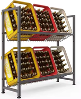 Support de caisse à boissons à 2 niveaux Supports de rangement pour bouteilles d'eau Étagère en acier pour caisse à bouteilles de bière