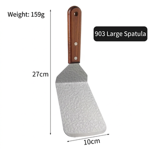 Espátula pequeña de cabeza plana DF30 de 20 cm x 10,2 cm, espátula metálica para alimentos con mango de madera, herramienta doméstica duradera, utensilios de cocina. - Product Image 5