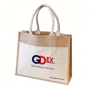 Sacs de shopping en toile de jute en gros avec poignées, sacs fourre-tout en jute naturelle avec logo imprimé personnalisé - Product Image 2