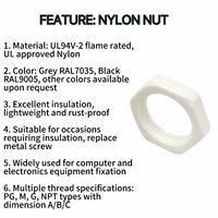 Écrou hexagonal en nylon OUORO UL94-V2 avec filetage PG/M/NPT pour presse-étoupe (couleur personnalisée)
