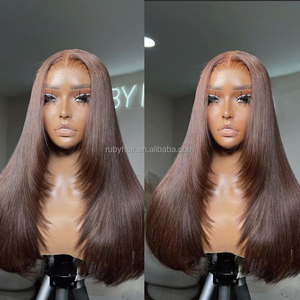 Vente en gros de cheveux vietnamiens bruts Super Double tirage os droit 13X4 perruque avant en dentelle perruque de cheveux humains de haute qualité <span class=keywords><strong>femme</strong></span> noire - Product Image 3
