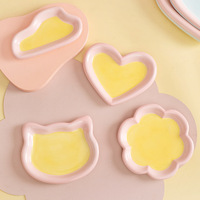 Bols et assiettes en céramique peints à la main, étanches, de style INS, aux tons pastel doux, ambiance girly, vente en gros, ensembles d'alimentation pour animaux de compagnie (pour chat)