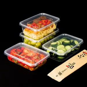 Recipientes de alimentos retangulares transparentes, recipientes rápidos descartáveis de plástico retangular do bento do almoço
