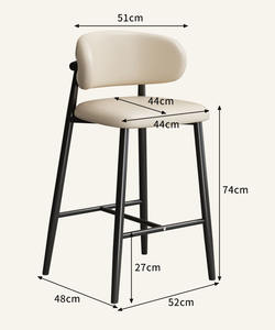 Chaise <span class=keywords><strong>de</strong></span> <span class=keywords><strong>bar</strong></span> design nordique minimaliste moderne <span class=keywords><strong>de</strong></span> luxe, <span class=keywords><strong>tabouret</strong></span> haut avec dossier en <span class=keywords><strong>cuir</strong></span> <span class=keywords><strong>et</strong></span> imitation <span class=keywords><strong>bois</strong></span> massif pour salon - Product Image 5