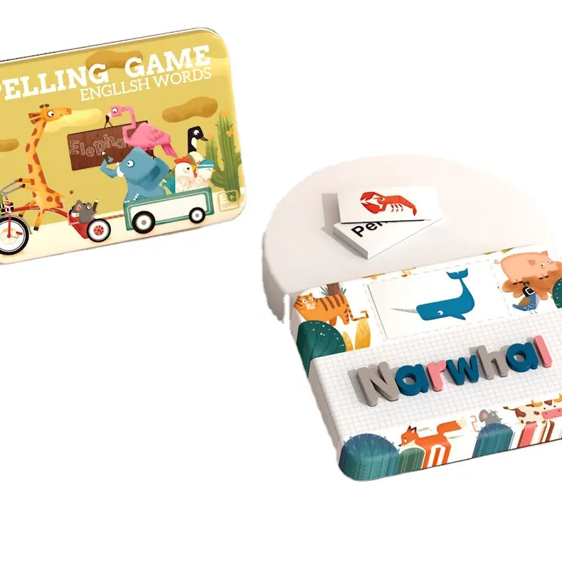लकड़ी टिन बॉक्स जल्दी सीखने शिक्षण एड्स वर्तनी शब्दों शिक्षा बच्चों के खेल वर्णमाला संज्ञानात्मक अंग्रेजी पत्र पहेली खिलौना