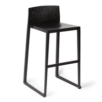 Tabouret de bar empilable de luxe avec dossier incurvé, tabouret de comptoir en bois massif de chêne et de noyer