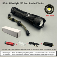 Lampe torche tactique multifonctionnelle mini en alliage d'aluminium blanc 20W, puissante, avec laser, longue autonomie, rechargeable, pour extérieur