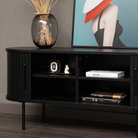 Meja Konsol TV Skandinavia Minimalis dengan Finishing Veneer Kayu Ek dan Laci Penutup Lembut untuk UNIT TV 65 Inci