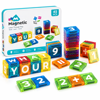 Nouveauté EPT : 45 pièces de tuiles magnétiques alphabétiques double face, majuscules et minuscules, blocs d'apprentissage pour enfants