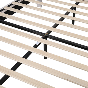 <b>Queen</b> <b>Size</b> Modern Pine Wood Upholstered Platform <b>Bed</b> with Flower Pattern Velvet Headboard Eco-Friendly Durable Beige - Product Image 6