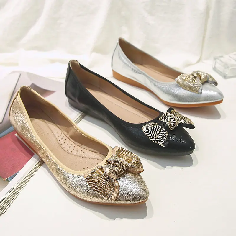 2024 moda rahat bayanlar yay düz ayakkabı dayanıklı ve aşınmaya dayanıklı deri kadın ayakkabı