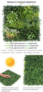 緑のライブアート植物壁葉UV難燃性植物人工壁背景レストラン用草植物 - Product Image 5