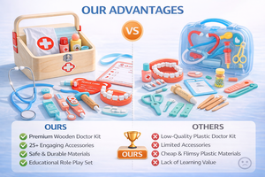 Деревянный развивающий детский набор для ролевых игр «Доктор» с костюмом, стетоскопом и медицинским чемоданчиком - Product Image 5