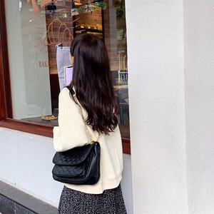 Sac à bandoulière matelassé à chaîne pour femmes, noir, grande taille, sac à bandoulière décontracté à la mode, boucle magnétique, 7 pouces - Product Image 4