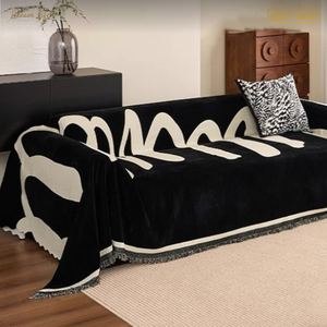 Plaid DLSofa en chenille, idéal toutes saisons, toucher haut de gamme, anti-adhérent aux poils, résistant aux griffures de chat, à rayures - Product Image 3