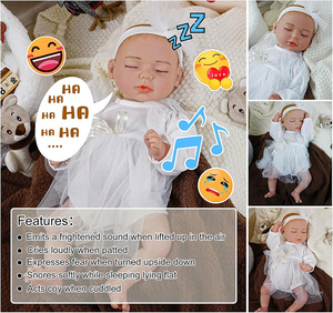 Muñecas Bebé Reborn de 17 Pulgadas, Hechas a Mano, Realistas, Cuerpo Completo Suave, Pueden Rostrear, Llorar y Gritar, Lindas, Recién Nacidas, Durmiendo, Baratas de Fábrica - Product Image 2