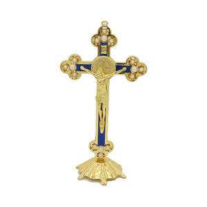 Crucifix debout en métal, croix de prière, croix de 21cm, artisanat gothique, plaqué or, nouvelle collection 2023 - Product Image 4