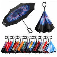 Parapluie inversé semi-automatique imprimé en couleur avec logo – Vente chaude