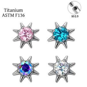 Perhiasan Tindik Telinga, Bibir, dan Tubuh dari Titanium F136 Bentuk Bintang Delapan, Bahan Titanium Alloy, Kepala Spiral Internal, Aksesoris Perhiasan - Product Image 1