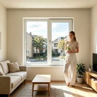 Ventana Abatible de PVC Resistente al Viento, Estándar Europeo CE, para Proyectos de Venta al por Mayor en Edificios de Apartamentos Europeos