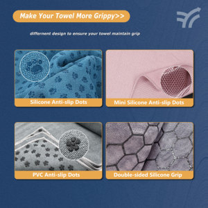 Tapis de yoga chaud en microfibre personnalisé antidérapant avec points en silicone et sangles élastiques aux coins - Product Image 4