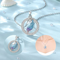Collier pendentif cheval poney multicolore en argent sterling S925 Merryshine pour femmes