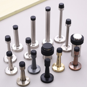 Butée de porte en acier inoxydable, montage au sol, surface brossée, embout en caoutchouc, pour salle de bain et hôtel - Product Image 3