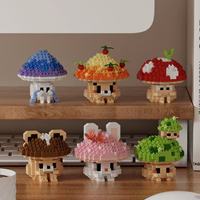 Mini blocs de construction, modèle d'assemblage de lapin champignon mignon, ornement de bureau de dessin animé