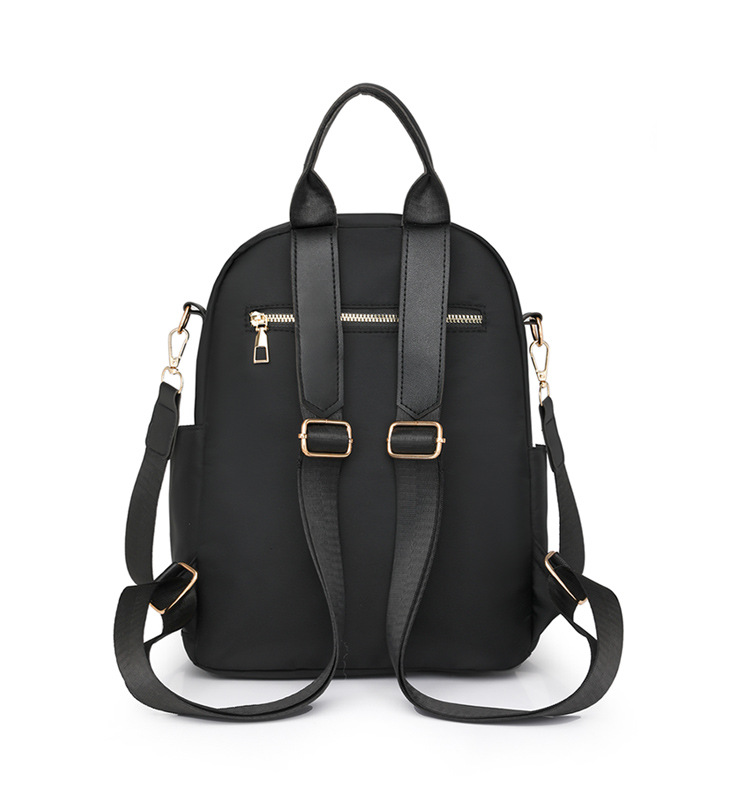 black backpack soft leather Black nylon and grained leather backpack