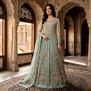 Robe de mariée pakistanaise lourde en soie Lehenga Choli longue avec broderie perlée, robe de mariage traditionnelle 2026 - Product Image 1